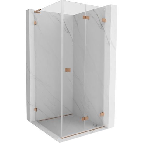 Mexen Lunar-F L cabine de douche pliante droite 100 x 100 cm, transparent, cuivre brossé - 836L-100-100-65-00-P (1/5)