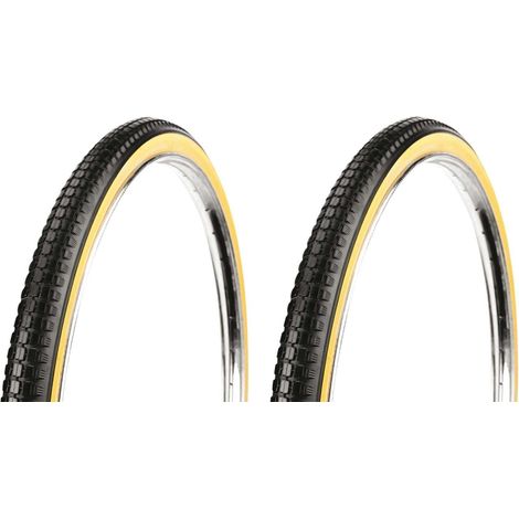 2x Pneu ballon vélo 650 x 1/2 B (44-584) 26 x 1 1/2 x 1 5/8 noir brun cycle ville route cyclotourisme randonneuse vintage