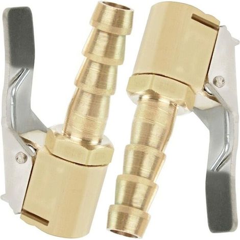 2 Pices Embout de Gonflage,Embout Gonflage Pneu Voiture,Embout Gonfleur avec Clip,Gonflage Valve Clip Pince Connecteur Adaptateur,pour Valves de Pneu,en Laiton,8mm (1/5)