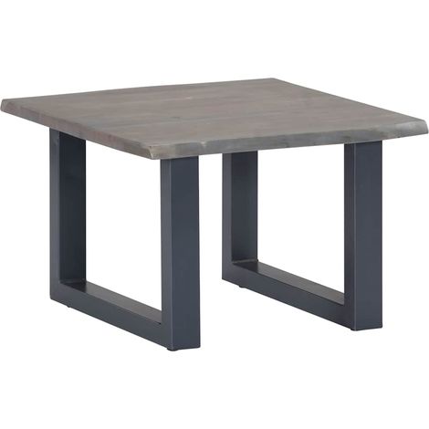 Couchtisch mit Naturkanten Grau 60x60x40 cm Massivholz Akazie