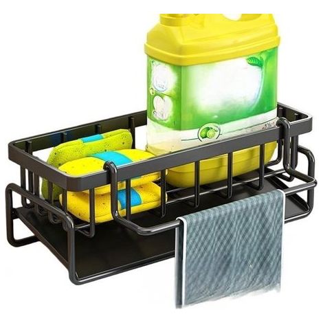 Scolapiatti,Organizzazione e contenitori per lavello,Detergenti per lavello,Accessori da cucina,Porta spugne per lavello,Nero (1/5)