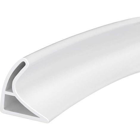 Seuil de douche incurvé - Pour sols, salles de bains, baignoires, cuisines - Blanc - 3 cm x 4,5 cm x 100 cm (1/4)