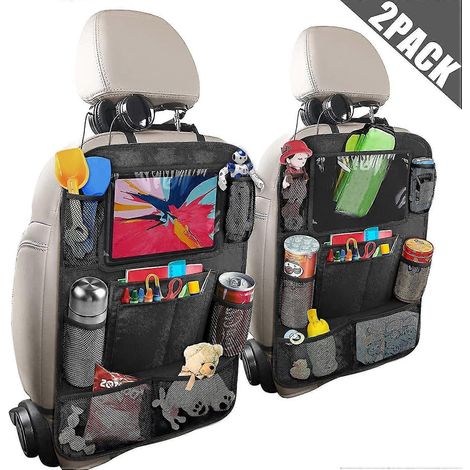 Organisateur de siège arrière de voiture avec support pour tablette tactile + 9 poches de rangement (1/4)