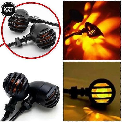 Lot de 2 clignotants orange pour moto Harley Sportster XL Dyna Bobber Chopper Cafe Racer SZRH AB (1/3)