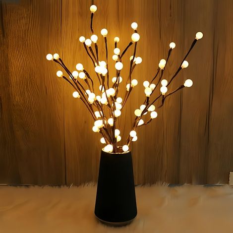 2 PCS LED Branches lumineuses de rameau 40 perles LED blanc chaud de couleur à piles lumières décoratives de branche pour Vase chambre à coucher Resta (1/4)