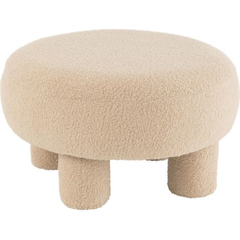 Pouf Rond Bouclette "Teddy" 52cm Beige (1/5)
