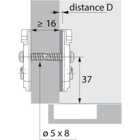 Embase avec réglage par excentrique avec vis Euro prémontées diam 5 x 8 mm distance 1,5 mm - HETTICH