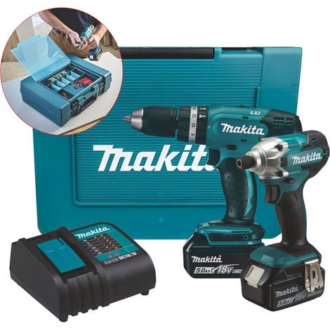 Makita 18v DLX2336ST Twin Kit - DHP453 Hammer Drill + DTD156 Impact Driver 2x5ah (1/5)