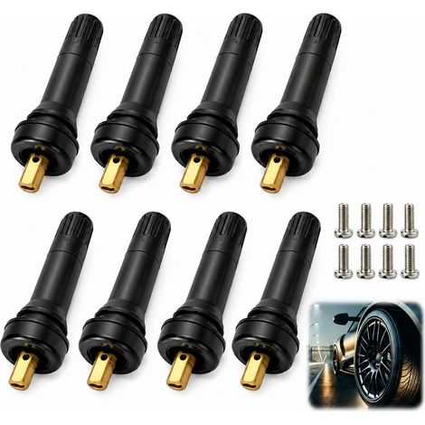 8 PCS Valve pour TPMS Tige de Valve, Valve Universelle Tige de Valve en Caoutchouc Anti Fuite, Surveillance Pression Pneu Voiture, Accessoire Sécurité Auto Compatible Tubeless Durable (1/5)