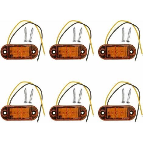 pair 6 x feux de position latéraux à LED orange 12V 24V, feux de position avant, feux de position latéraux, feux de position latéraux à LED pour voiture, remorque, camping-car, caravane, moto, moteur, (1/4)
