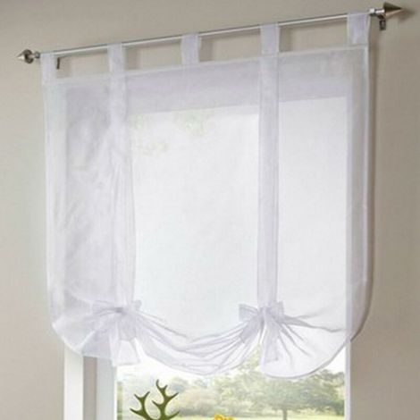 1 pièce Romain Rideau Adorable Nœud Assis Chambre Style en Voile brodé fenêtre - Blanc - 60cmx140cm-