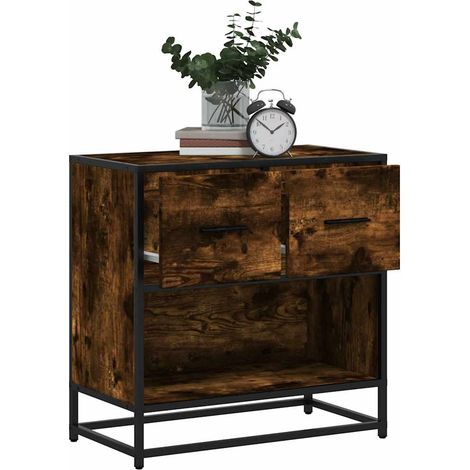 Nachttisch Räuchereiche 60x31x60 cm Holzwerkstoff und Metall