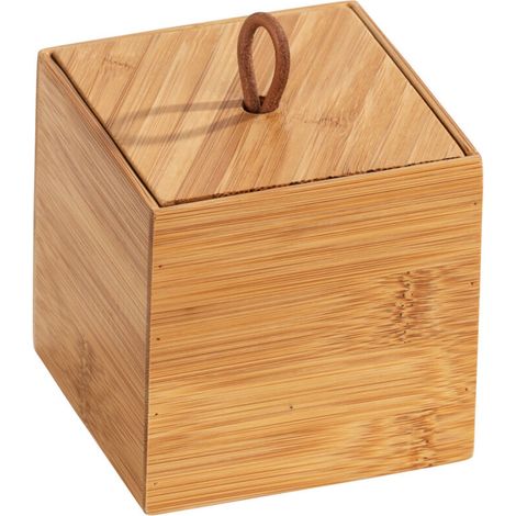 Organisateur de salle de bain en bambou 9 x 9 cm – Résistant à l'humidité – Pour bijoux et cosmétiques – Design esthétique (1/5)