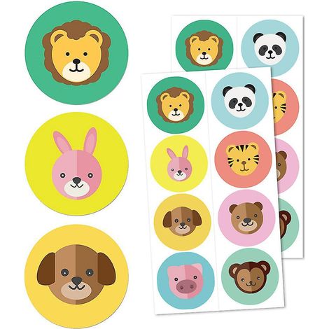 autocollants Animaux (chien, Lapin, Singe, Lion, Etc.) - 10 Feuilles, 80 Pices (1/5)