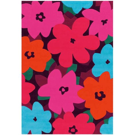 Tapis sam 4135 multicolore fleurs roses - 140 x 200 cm