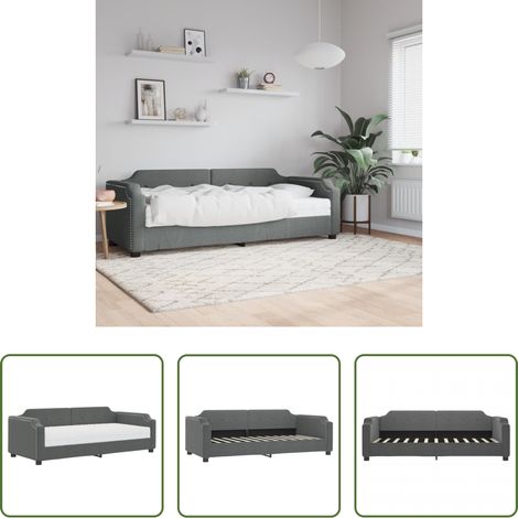 Schlafsofa - Tagesbett mit Matratze Dunkelgrau 90x190 cm Stoff (1/5)