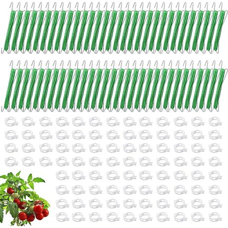 Crochet Tomate Jardin,40 pièces Crochets pour tomates avec 40 Boucles pour Plantes &15m Corde,Clips cintreuse Plantes,Support Tomate,Crochets Support pour tomates avec Ficelle
