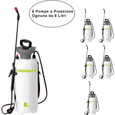 Verdemax pompa a pressione confezione da 6 pompe con serbatoio da 8 litri