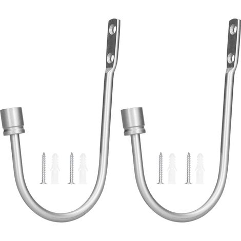 2 Pièces Crochet Rideau en Alliage d'Aluminium en Forme de U, Support Fixe pour Draperie, Salon Bureau Chambre, Argenté (1/5)