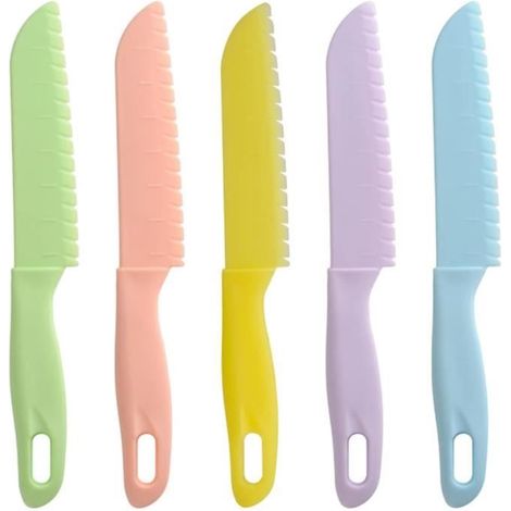Couteaux pour enfants - Chef - Ensemble de 5 pièces - Nylon - Bords dentelés - Poignées ergonomiques (1/4)