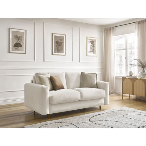 BOBOCHIC - Canapé droit convertible NOUVEAU COCOONE ouverture express tissu lisse 140x200 Beige (1/5)