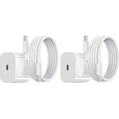 Chargeur rapide Samsung 45 W USB-C + câble de données de 1 m (lot de 2), blanc, pour iPhone (lot de 2) (1/5)