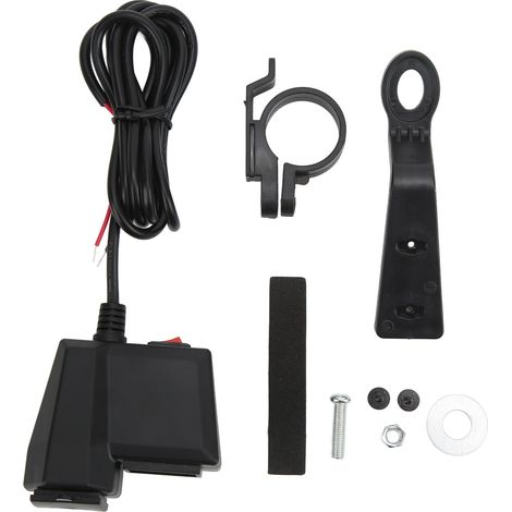Chargeur de voiture double USB avec voltmètre et indicateur LED rouge, entrée 10-24 V, sortie 5 V 3,1 A, convient aux motos, véhicules tout-terrain, véhicules polyvalents, téléphones portables, tablet (1/5)