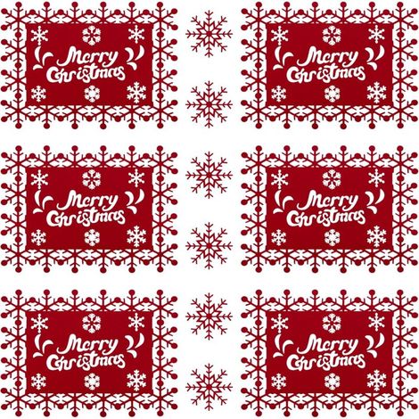 12 Pack Christmas Placemats Felt Snowflake Pattern Table Coasters for Christmas Winter Holiday Party Table Decoration Red