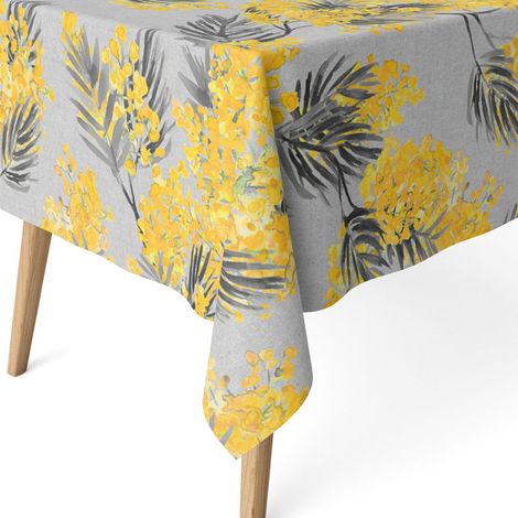 Nappe Anti-Taches enduite Coton rectangulaire 260x140 Mimosa Gris (1/5)