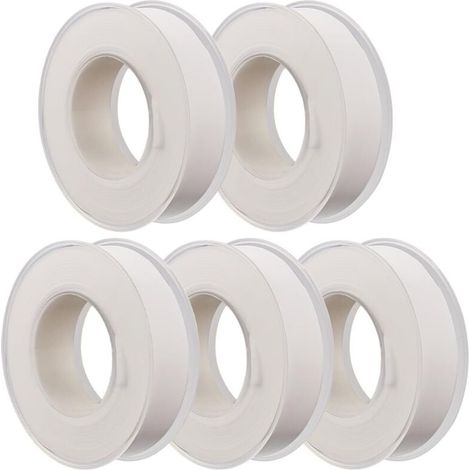 Blanc, 5 rouleaux 15 mm x 15 m ruban PTFE plastique industriel Téflon fileté plombiers ruban d'étanchéité étanche et anti-fuite tuyau domestique pommeau de douche tuyau d'eau (1/5)