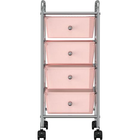 Chariot de rangement mobile à 4 tiroirs Rose Plastique (1/5)
