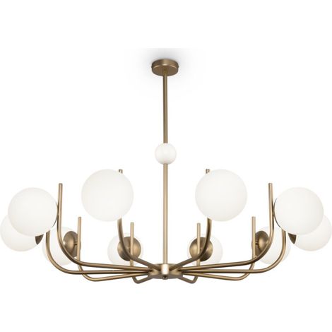 Suspension laiton 10 globes blancs Maytoni MOD109 RV