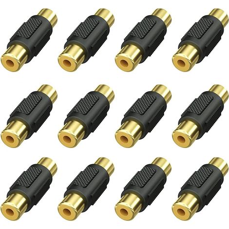 12 piezas de acoplador RCA hembra, conector adaptador RCA hembra a RCA hembra para altavoz, cable RCA, fono, amplificador (1/5)