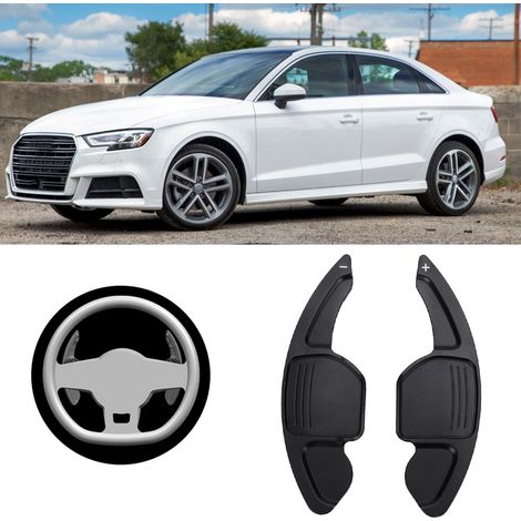 Lot de 2 palettes de changement de vitesse noires pour volant de voiture, compatibles avec Audi A3, A4L, A5, A6, A7, A8 et S5. (1/4)