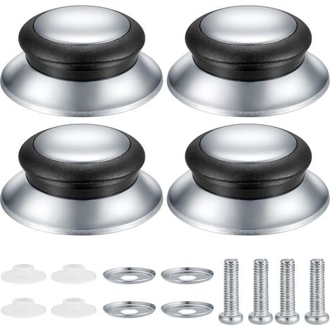 Boutons de couvercle universels en acier inoxydable – Lot de 4, résistants à la chaleur, compatibles avec toutes casseroles et poêles (1/4)