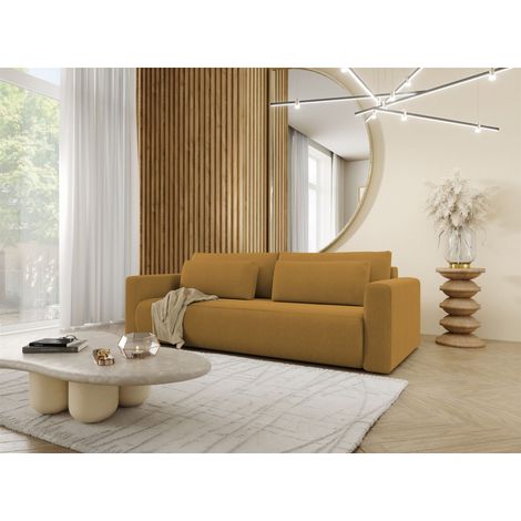 Sofa 3-Sitzer mit Schlaffunktion CHAIRA Stoff Curio Senfgelb (1/5)