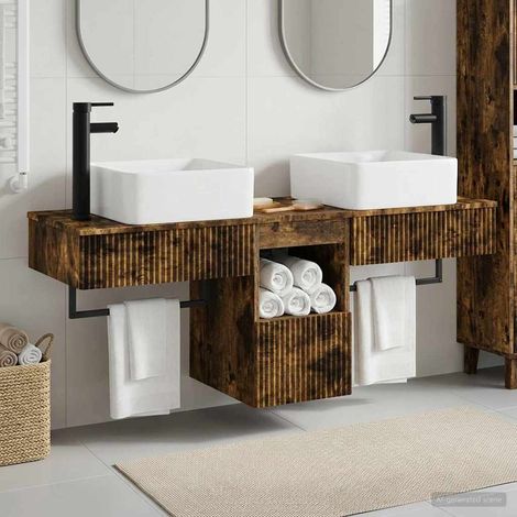 vidaXL Bathroom Cabinet Set 3 pcs Smoked Oak 136 x 35 x 80 cm (1/5)