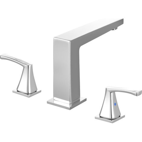 Mophorn Grifo de bañera romano con diseño angular, equipado con 3 orificios, control de 2 manijas y núcleo de válvula duradero, fabricado en acero inoxidable, 180 x 50 x 205 mm