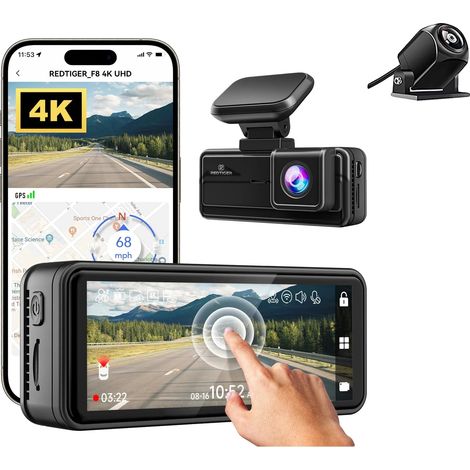 Dashcam, risoluzione 4K, visuale grandangolare, con telecamera posteriore, non è necessario alcun kit hardware. (1/2)