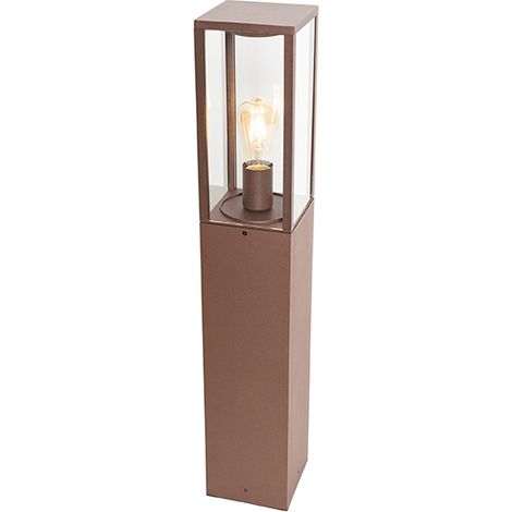 QAZQA Industrial Lámpara exterior industrial de pie marrón óxido 80 cm IP44 - Charlois Aluminio /Vidrio Alargada Adecuado para LED Max. 1 x 40 Watt