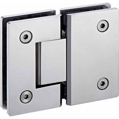 Charnière pince pour porte en verre 90º – Montage mural sans cadre – Acier noir haute résistance – Pour verre 8-12mm – Charge max 36kg (1/4)