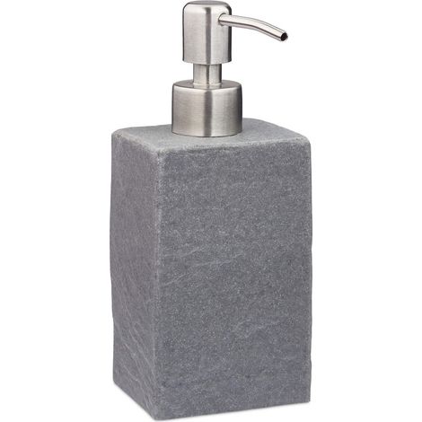 Porte-Savon Liquide, 200 ML, Rechargeable, Salle de Bain, Distributeur shampoing, Pompe en INOX, Gris (1/5)