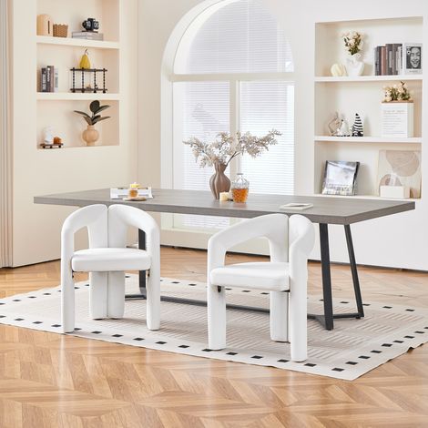 Pack de 2 sillas de comedor de terciopelo beige con reposabrazos, carga 150 kg - CHICFURN (1/5)