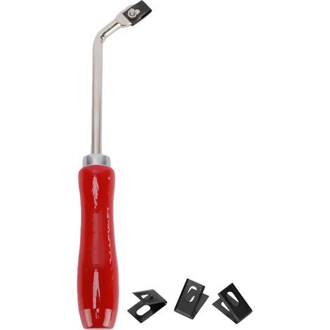 Rainureuse à plancher en acier robuste avec 3 lames de rechange pour la pose de PVC et de plastique. Manche en hêtre rouge. (1/5)