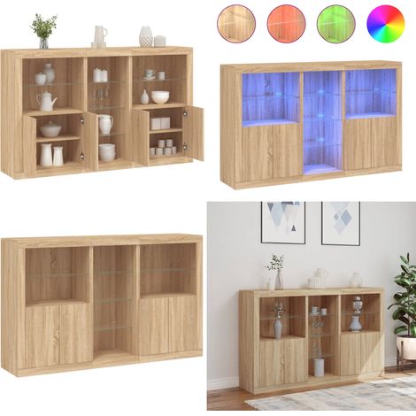 Buffet avec lumières LED chêne sonoma 162x37x100 cm - Buffet Moderne - Meuble De Rangement - Luminaire Led - Éclairage Rgb - Décoration Intérieure - Home & Living (1/5)