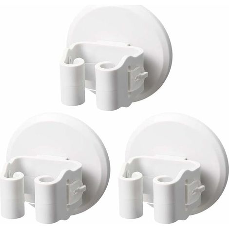 3 Pièces Support de Balai de Vadrouille,,Sans Perforation Organisateur de Vadrouille Auto-Adhésif(Blanc) (1/5)