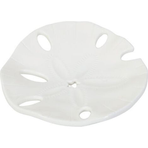 Porte-savon en forme de feuille de lotus, blanc, 12,211,61,8 cm, un porte-savon rond sans perçage pour salle de bain avec système d'égouttage. (1/5)
