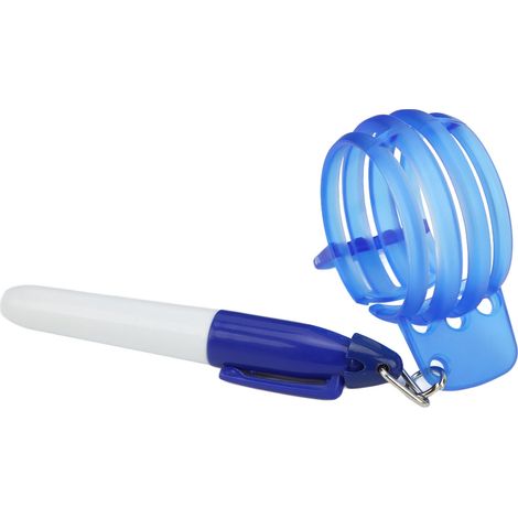 Marqueur de balle de golf 360° avec trois lignes, dispositif de traçage en plastique pour une visée précise, couleur bleue. (1/5)