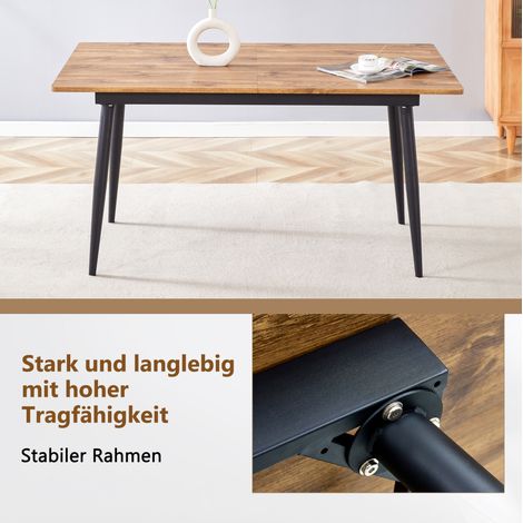 Table à manger rectangulaire 190,5 x 80 cm en MDF effet bois avec pieds en métal noir, style industriel moderne pour 6–8 personnes (1/5)