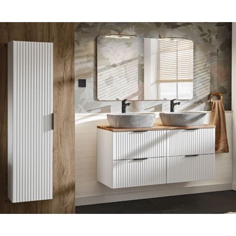 Ensemble meuble vasques à poser + 4 éléments - 120 cm - Georgia White - Livraison gratuite
